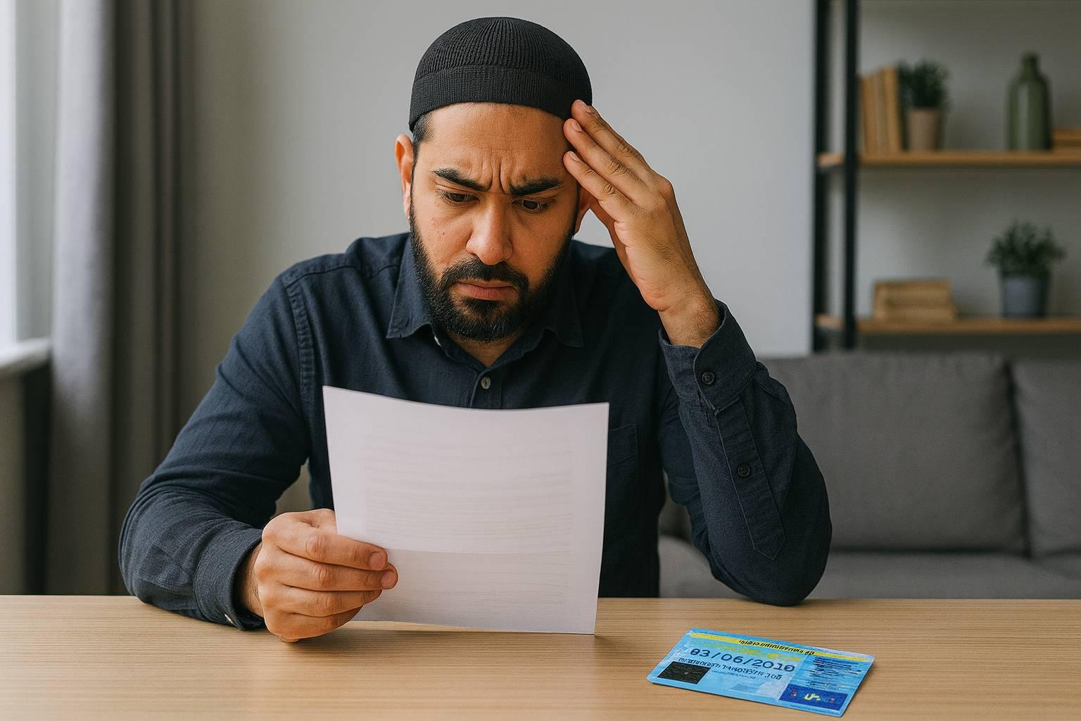 Man reading a penalty notice letter at home
